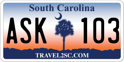 SC license plate ASK103