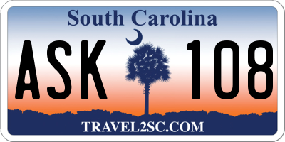 SC license plate ASK108