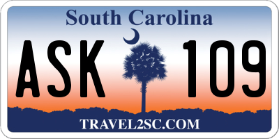 SC license plate ASK109