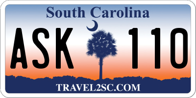 SC license plate ASK110