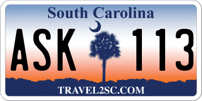 SC license plate ASK113
