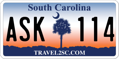 SC license plate ASK114