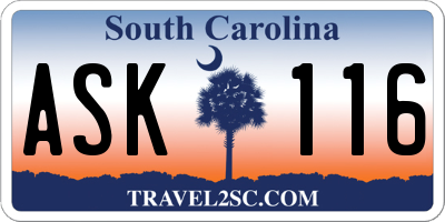 SC license plate ASK116