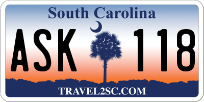 SC license plate ASK118