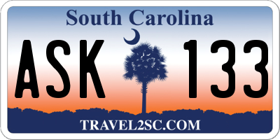 SC license plate ASK133