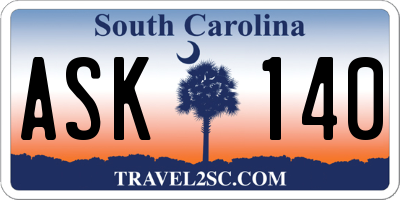 SC license plate ASK140
