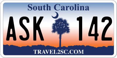 SC license plate ASK142