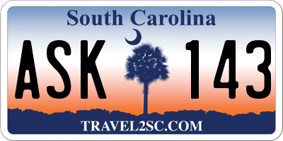 SC license plate ASK143
