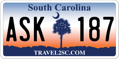 SC license plate ASK187