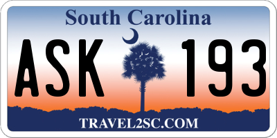 SC license plate ASK193