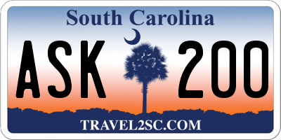 SC license plate ASK200