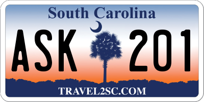 SC license plate ASK201