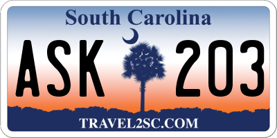 SC license plate ASK203