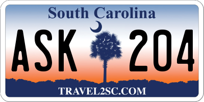 SC license plate ASK204