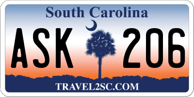 SC license plate ASK206