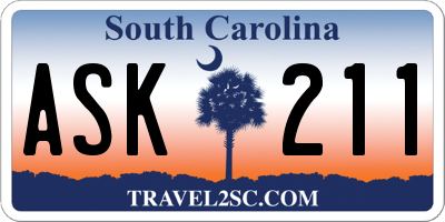 SC license plate ASK211