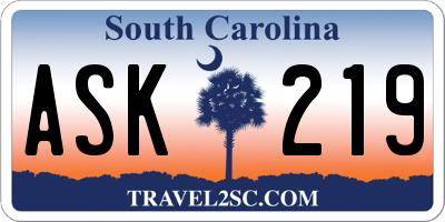 SC license plate ASK219