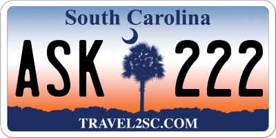 SC license plate ASK222