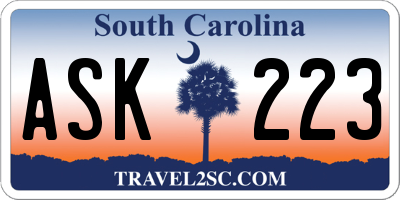 SC license plate ASK223