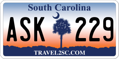 SC license plate ASK229