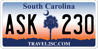 SC license plate ASK230
