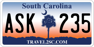 SC license plate ASK235