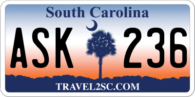 SC license plate ASK236