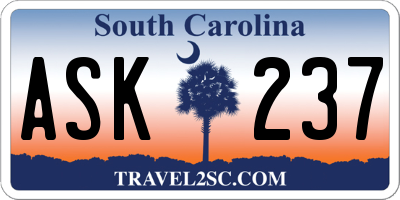 SC license plate ASK237