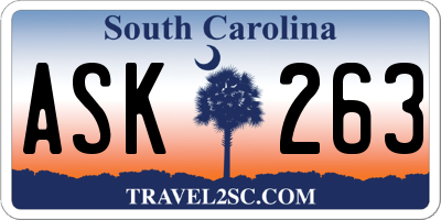 SC license plate ASK263