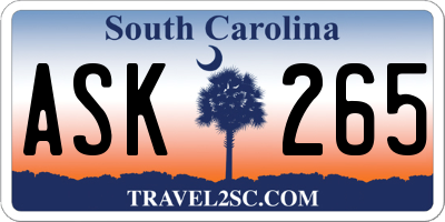 SC license plate ASK265