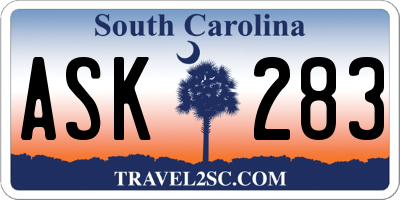SC license plate ASK283