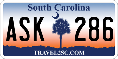 SC license plate ASK286