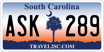 SC license plate ASK289