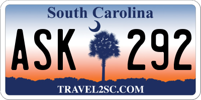 SC license plate ASK292