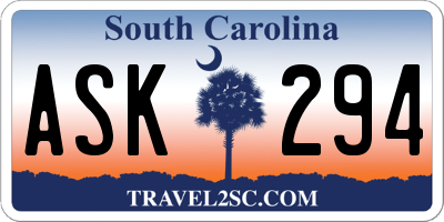 SC license plate ASK294