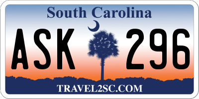 SC license plate ASK296