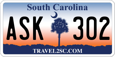 SC license plate ASK302