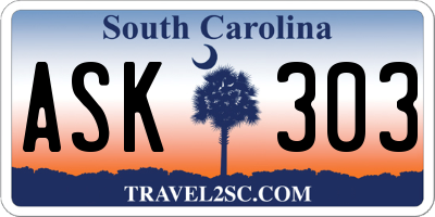 SC license plate ASK303
