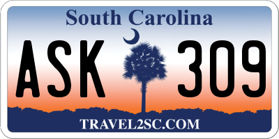 SC license plate ASK309