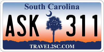 SC license plate ASK311