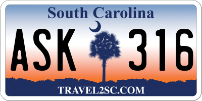 SC license plate ASK316