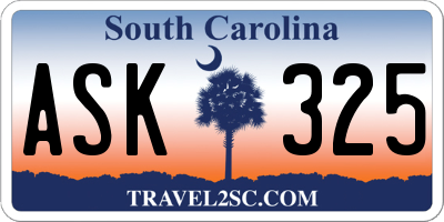 SC license plate ASK325