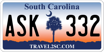 SC license plate ASK332