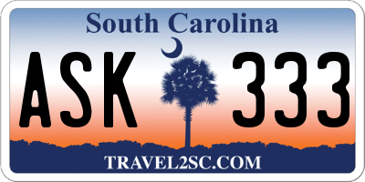 SC license plate ASK333