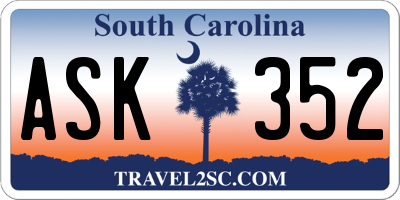 SC license plate ASK352