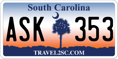 SC license plate ASK353