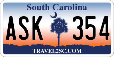 SC license plate ASK354