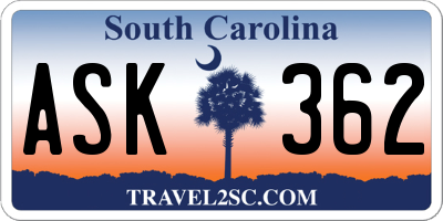 SC license plate ASK362