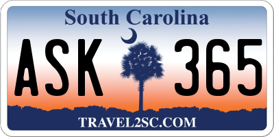 SC license plate ASK365