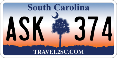 SC license plate ASK374